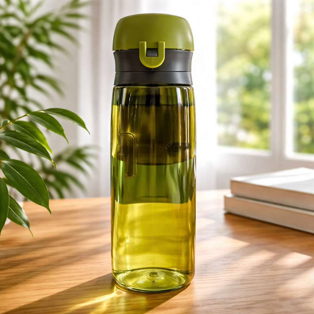 Refillable water bottle holds 751ml