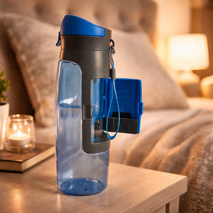 Refillable water bottle holds 751ml